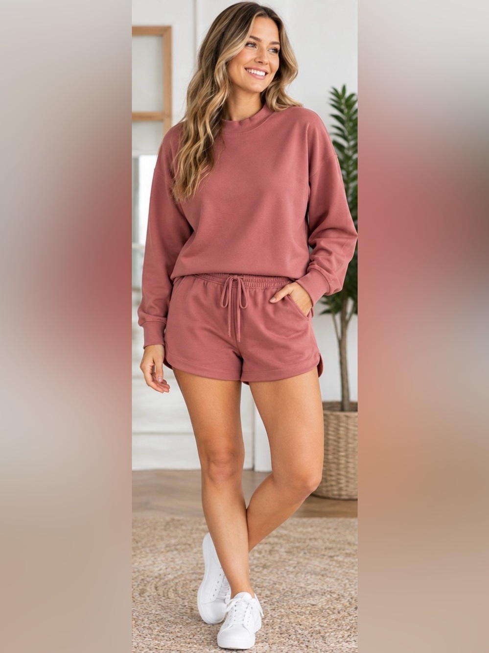 2-Piece Zenana Outfitters Super Soft Scuba Fabric Sweatshirt & Shorts Set NWOT
